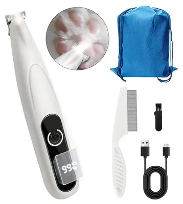 Produktbild von Pfotentrimmer Hund & Katze mit LED Licht, leise Schermaschine, digitaler Akku, USB-C, Felltrimmer für Pfoten, Ohren & Gesicht