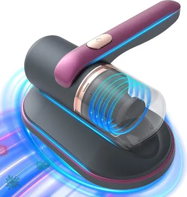 Produktbild von Handlicher Mini-Milbenstaubsauger mit UV-Sterilisation – Drahtloser Staubsauger für Bettwäsche, entfernt Milben, Haare, Feuchtigkeit und desinfiziert.
