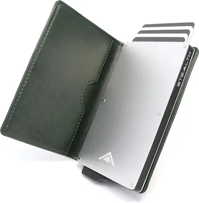 Produktbild von RFID Kartenportmonai Herren - Minimalistische Pop-Up-Portemonnaies mit Geschenkbox - Leichte Metall-Kreditkartenhalter für Männer Silbernes Aluminium