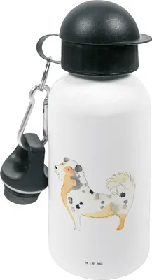 Produktbild von Mr. & Mrs. Panda Sportflasche Hund Australien Shepherd - Weiß - Geschenk, Wasserflasche, Familienhund, Spruch, Trinkflasche Kinder, Sprüche, für den Kindergarten