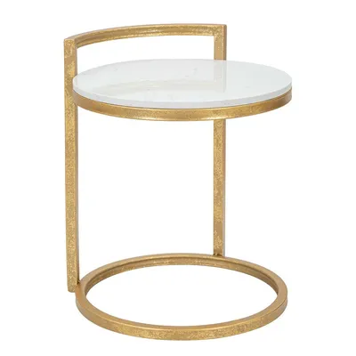 Produktbild von Mauro Ferretti Beistelltisch Marmor Rund 40x43x50 cm gold weiß
