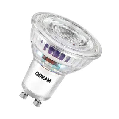 Produktbild von Żarówka reflektorowa LED klasy energetycznej OSRAM PAR16 o mocy 1,3 W, 240 lm, ciepła biel (2700 K) z przezroczystego szkła bezołowiowego z trzonkiem GU10 w klasie efektywności energetycznej A, średnica 50 mm, IP20.