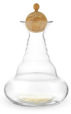 Produktbild von Karaffe Alladin 1,3l Gold - Blume des Lebens – Olivenholzdeckel – mundgeblasen