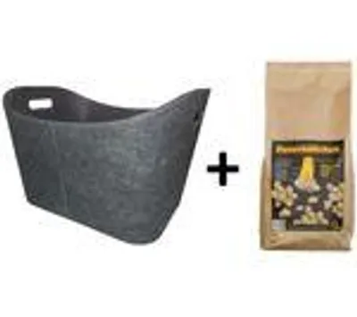 Obrázok produktu pre Metrox Holzkorb mit Feuerbällchen 2,5kg Korb Filzbezug Kaminanzünder Anzünder