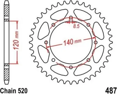 Immagine prodotto di Pignone 44 denti, passo 520 per Kawasaki KL KLE KLR KLX 500 650
