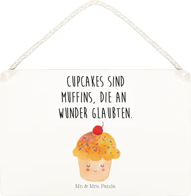Produktbild von Mr. & Mrs. Panda Schild Cupcake DIN A5 - Transparent - Geschenk, Motivation Sprüche, Türschild, Küche Deko, Holzschild, holzbild, Lustige, Muffin, Cupcakes, hängeschild