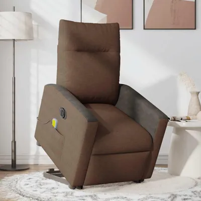 Produktbild von vidaXL Elektrischer Massagesessel mit Aufstehhilfe Braun Stoff