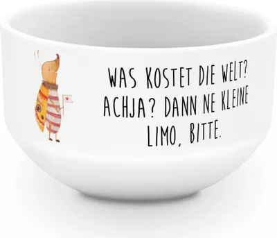 Produktbild von Mr. & Mrs. Panda Schüssel Nachtfalter Fähnchen - Weiß - Geschenk, reisschale, Müslischale, Lustige Sprüche, Süß, Spruch Lustig, frühstücksbowl, Käfer, Witzig, Obstschale