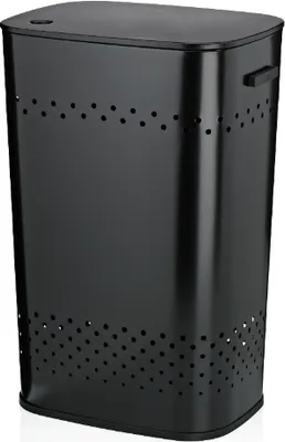 Produktbild von Wäschekorb, mit Sitzdeckel, 60 L, Edelstahl mit Pulverbeschichtung, Schwarz - Kela | Malaga