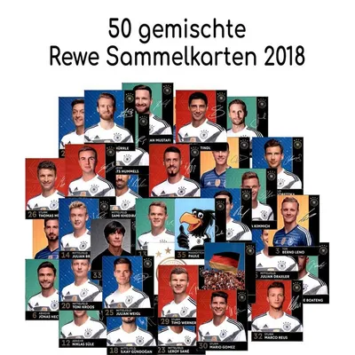 Produktbild von WM 2018 REWE Sammelkarten - 50 gemischte Karten