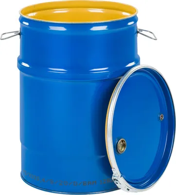 Obrázok produktu pre Oceľový sud OH 100L odnímateľné veko 2 a 3/4 zátky lakovaný interiér - modrý