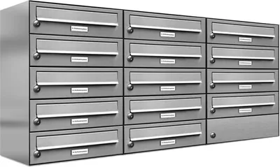 Produktbild von 14er V2A Edelstahl Wandbriefkasten Anlage 14 Fach Briefkasten Postkasten