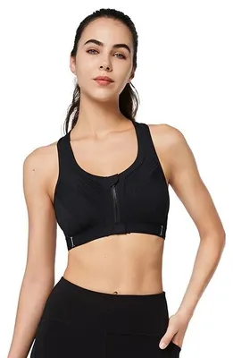 Produktbild von Yvette Sport Bra Functional High Support mit Zip, schwarz, XL, Damen