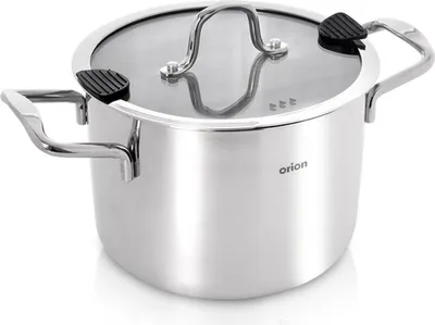 Produktbild von Orion | Schmortopf mit Glasdeckel - 16 cm - 2,3 l - Edelstahl-Kochtopf - Induktionsgeeignet - Spülmaschinenfest - VENICE