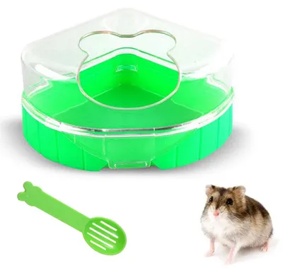 Produktbild von Hamster-Sandbadezimmer mit Schaufel, kleines Haustier-Sandbadezimmer, große Kunststoffkabine, Sauna, Toilette, Badewanne