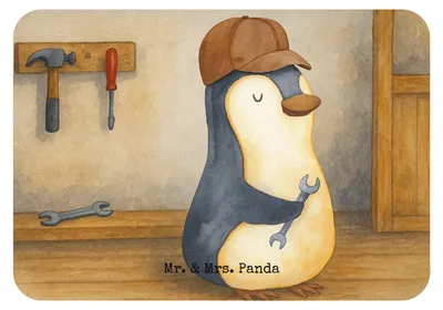 Produktbild von Mr. & Mrs. Panda magnet Wenn Papa es nicht reparieren kann, sind wir am Arsch Design - Weiß - Geschenk, haftmagnet, Handwerker, Vater, Mama, Vatertag, büromagnet, Pinguin