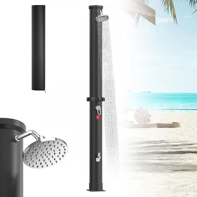 Produktbild von Solardusche 40 Liter für Garten & Pool, Solar Gartendusche mit 360° Schwenkbarem Regenduschkopf, Aussendusche mit Wasserhahn & Gartenschlauchanschluss Camping Outdoor, Schwarz