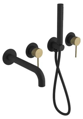 Immagine prodotto di Miscelatore da incasso per vasca ULTRASAN, set, nero opaco/oro opaco