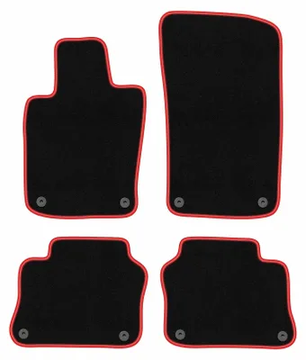 Produktbild von Fußmatten Velours Schwarz/Rot für Porsche Panamera 2009-2016 Set 4-tlg