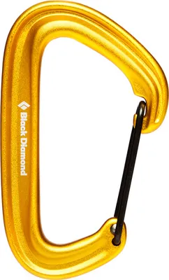 Robuster Litewire Karabiner von Black Diamond in leuchtendem Gelb mit schwarzem Verschluss.