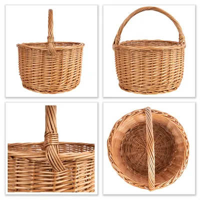 Produktbild von Creative Home Weidenkorb mit Henkel | 35 x 35 x 36 cm (+/- 2 cm) Groß und Leicht | Handgeflochten, Geschenkkorb, Obstkorb, Picknickkorb