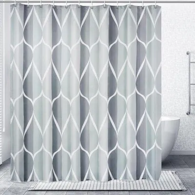 Immagine prodotto di Accessori per il bagno - Tenda da doccia impermeabile - 120x180 cm - Poliestere grigio - Con 12 ganci