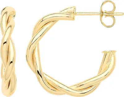 Produktbild von Raffinierte 9 Karat (375) Gold Damen - Paar Creolen - 15mm; TRS37524MM15