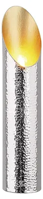 Produktbild von FINK Teelichthalter FIRAT - Kerzenhalter aus Aluminium, gehämmert, silberfarben, innen goldfarben, H 30 cm, Tischdeko