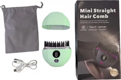 Produktbild von INF Mini Tragbarer Kabelloser Glättungskamm mit Ladestation für Unterwegs Grün