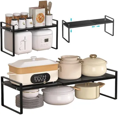 Image de Azomor : étagère de cuisine réglable pour un espace de rangement supplémentaire et une cuisine bien organisée