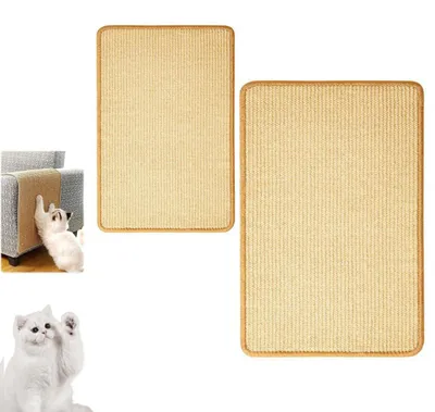 Produktbild von Katzen Kratzmatte - 2 Stück - Sisal Kratzschutz mit Klettverschluss - 30 x 60 cm + 20 x 40 cm - Möbelschutz für Sofa, Wand und Teppich