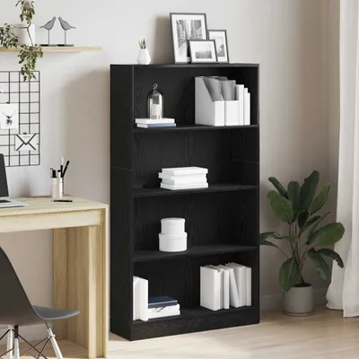 Produktbild von Möbel Bücherregal 4 Fächer Schwarz Eichen-Optik 80x24x143 cm - Bücherregale 862002
