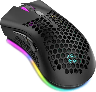 Produktbild von 2.4G Wireless Gaming Mouse Wiederaufladbare Maus mit RGB-Lichteffekt 3 Einstellbare DPI Aushoehlung Honeycomb Design Schwarz