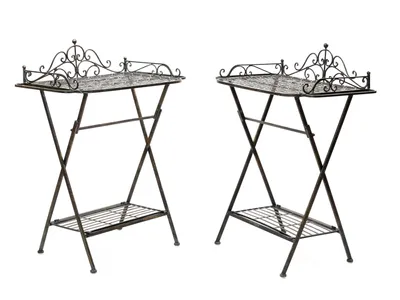 Produktbild von 2x Butlers tray Serviertisch Gartentisch Eisen Garten Klapptisch Tisch garden