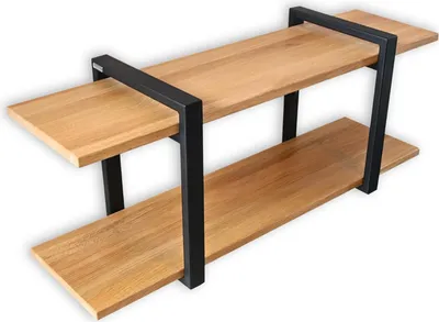 Produktbild von holz4home® Wandregal aus Massivholz Eiche Naturgeölt I 100 x 30 x 40 cm LxBxH I Loft-Stil I  2 Ablagen I Metallbefestigungen aus Stahl I Schweberegal
