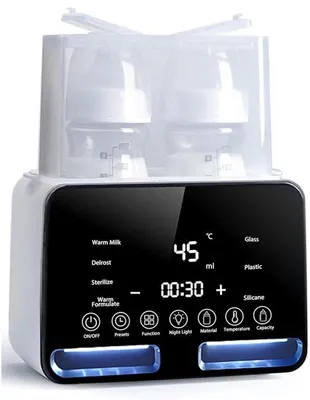 Productafbeelding van Borstvoedingwarmer, 48 uur warmhoudtijd, snelle flessenwarmer, geschikt voor moedermelk en flesvoeding, met verwarmingselement en temperatuurregeling, LED-lamp, geschikt voor alle babyflessen.