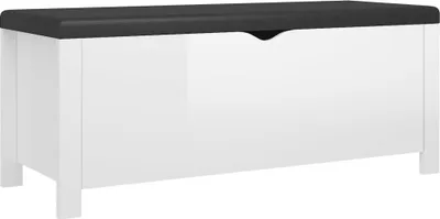 Produktbild von vidaXL Sitzbank mit Stauraum und Kissen Hochglanz-Weiß 105x40x45cm