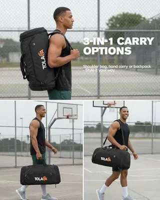 Produktbild von Sporttasche 56–70 l für Damen & Herren – Erweiterbare Reisetasche mit Schuhfach & Nassfach, als Rucksack tragbar, für Fitness, Gym, Schwimmen,