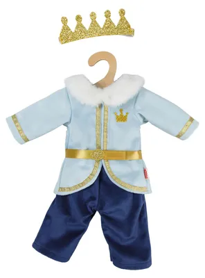 Productafbeelding van Poppenoutfit "Prinz Luka" met kroon en pluche kraag