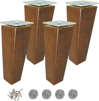 Produktbild von Möbelfuß Buche 15 cm Nussbaum gebeizt – Set 4x mit Montageset