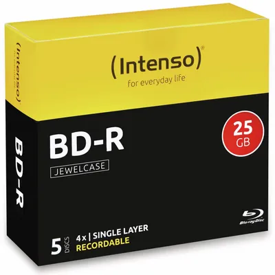 Produktbild von Blu-ray Disc BD-R INTENSO, 25GB, 4x, Jewel Case, 5 Stück