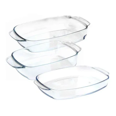 Image de TERMOLEX Moule à soufflé RÉSISTANT À LA CHALEUR en verre Moule à pâtisserie Rôtissoire en verre 3 pièces