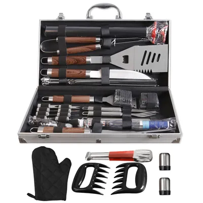 Produktbild von Grillbesteck Sets, BBQ Grillbesteck Tool Set aus Edelstahl (38 tlg), mit Grillkoffer und Grillmatte, Ideal für Gartengrillfeste, Partys, Camping