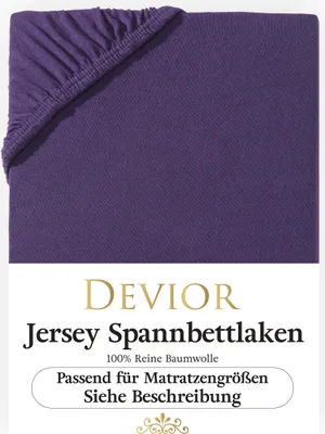 Produktbild von Devior Jersey Spannbettlaken 90x200cm - 100x200cm aubergine Bettlaken 100% Baumwolle bis 22cm Matratzenhöhe Gummizug