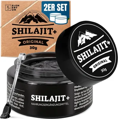 Produktbild von Shilajit Original Himalaya für Männer – 30 g Premium Shilajit hochdosiert aus dem Himalya-Gebirge – 2 Stück