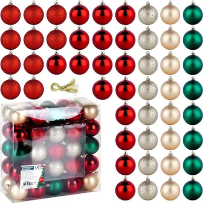 Produktbild von Vilde | Weihnachtsbaumkugeln - Rot - Grün - 50 Stück - Weihnachtsdekoration