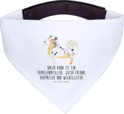 Produktbild von Mr. & Mrs. Panda Hunde Halstuch Hund Australien Shepherd - Weiß - Geschenk, Sprüche, Familie, Spruch, Tuch, Für, Hunde-Halstuch