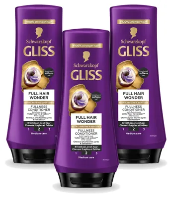 Productafbeelding van 3 x Gliss Full Hair Wonder Conditioner - 200 ml - Voordeelverpakking - 3 stuks