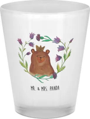 Produktbild von Mr. & Mrs. Panda Schnapsglas Bär Königin - Transparent - Geschenk, Mama, Lieblingsmensch, Ist Die Beste, Mom, Stamperl, Shot Glas, Likörglas, Teddy, Mutter, Stamper