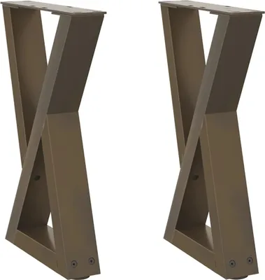 Image de vidaXL Pieds de table basse 2 pcs. Acier naturel 38x(42-43,3) cm Acier